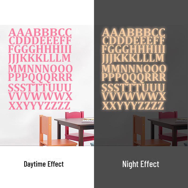 Флуоресцентные светящиеся настенные наклейки - 26 английских букв для украшения детской спальни