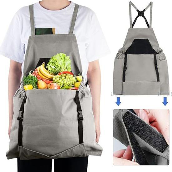 Садовый фартук с карманами для инструментов, большая вместимость, сумка для сбора урожая для работы на открытом воздухе, сбора фруктов, быстросъемный, прочный холст