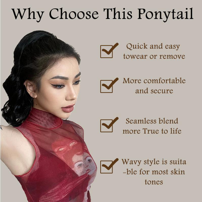 Синтетический шнурок, пушистый хвостик, 14 дюймов, водная рябь, искусственный хвост, наращивание волос, короткие волосы для женщин