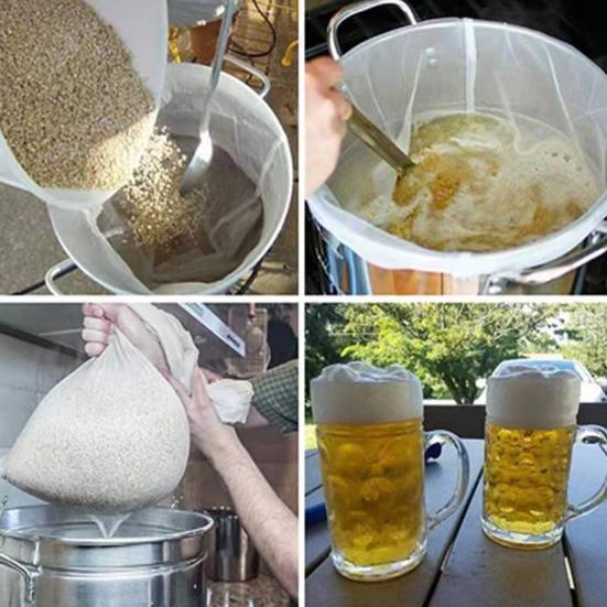 Большие фильтр-мешки для пивоварения. Мешок-сито с мелкой сеткой 250 микрон. Многоразовые сменные пакеты для пивоварения с регулируемым шнурком для домашнего пивоварения.