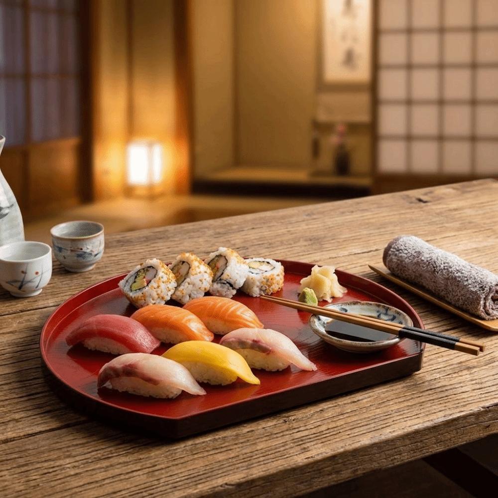 Plastic Food Platter Stackable Sushi Food Tray Multipurpose Dinner Plates Sushi Serving