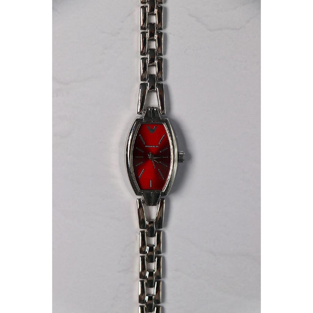 Verda Special Design Thin Strap Vintage Women's Wristwatch Silver Color (red Dial)