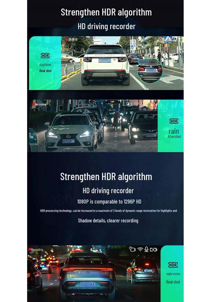 Зеркало заднего вида с видеорегистратором, 4,5-дюймовый, WiFi, HD 1080P, Двойная запись (передняя и задняя)