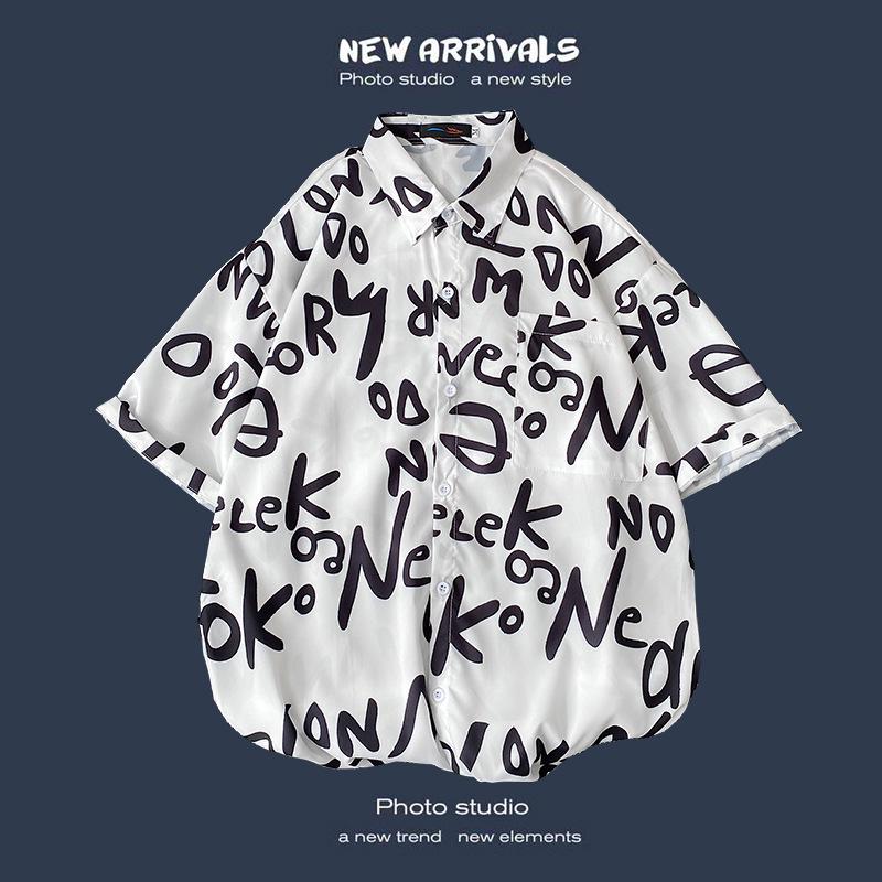 Летняя корейская ретро-цветочная свободная рубашка для пары - модный мужской топ с коротким рукавом