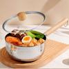 Stainless Steel Snow Flat Pan Japanese Style Wooden Handle Milk Pan Uncoated Household Baby Food Supplement Pot Instant Noodles