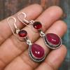 Kashmir Red Ruby Gemstone Handmade Jewelry 925 Sterling Silver Earring For Thanksgiving