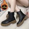 Осенние женские сапоги, кожаные женские сапоги в британском стиле, удобные теплые туфли на толстой подошве для женщин, популярные ботинки Para Mujeres