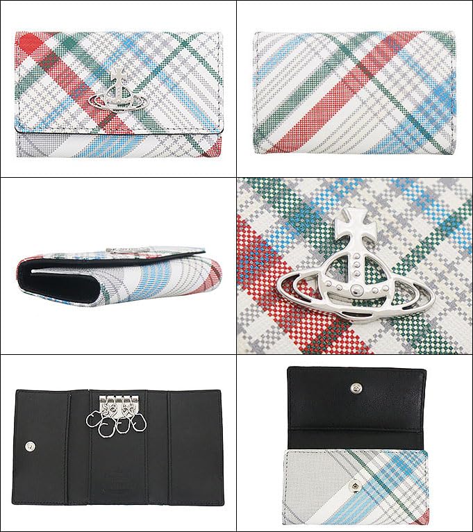 Ключница Vivienne Westwood (51020001U L0057) Ключница на 4 кольца с принтом под сафьян в клетку Мадрас для женщин [Название бренда] [Б/у]