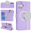 For iPhone 16 Plus Wallet Case Compatible with MagSafe Anti-Drop Detachable PU Leather Phone Cover