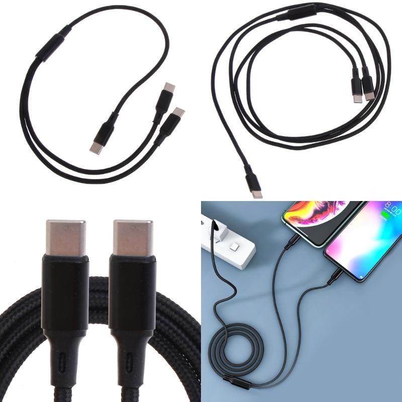 Nylon Braided Type-C to Type-C+Type-C Charger Cable Reliable Connectivity Faster Charger Cable Cord Safe and Stable