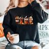 Скелет Кофейные чашки Толстовка Хэллоуин Ужас Кофе Толстовка Толстовка в стиле фильма ужасов Свитер с круглым вырезом на Хэллоуин Толстовка унисекс