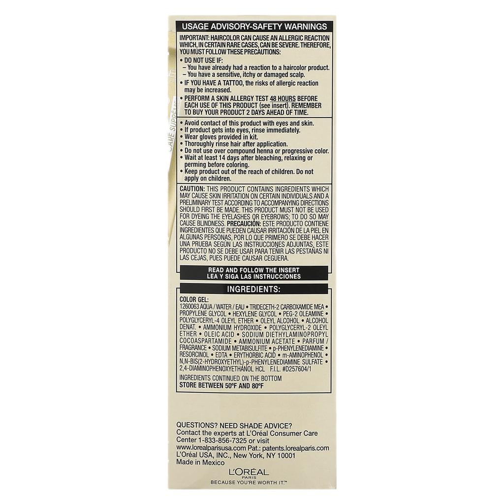 L'Oréal, отличное предпочтение, светлый цвет, не выцветающий цвет, средне-коричневый нет. 5, 1 раз