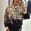 Leopard Print Bomber Jacket: Women's European & American Autumn Fashion Outerwear