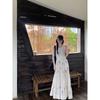 Kumikumi Elegant Floral Dress Women Summer Holiday Style Sleeveless Vest Dress Lace Stitching A Word Long Dress