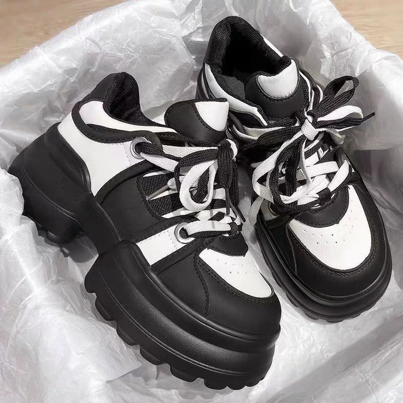 Black dad shoes women's shoes new spring small height increase versatile platform sneakers