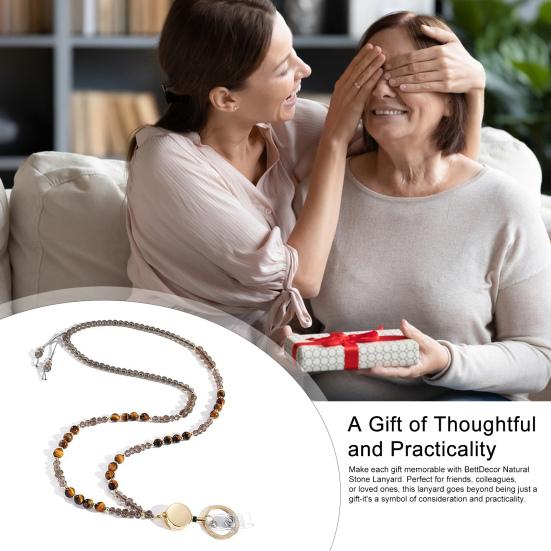 Натуральный камень искусственный кристалл держатель для карт регулируемый ID шнурок женский ручной работы бисер