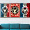Make Art Not War Peace Quote Painting Shepard Fairey Wall Canvas Print Retro Pop Poster for Gift Living Room Home Decor Cuadros