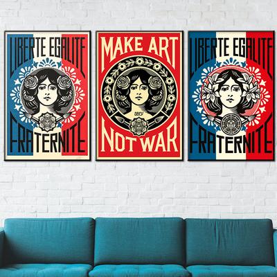 Творите искусство, а не войну, цитата о мире Картина Шепарда Фейри Настенная печать на холсте Ретро-постер для подарка Гостиная Домашний декор Cuadros