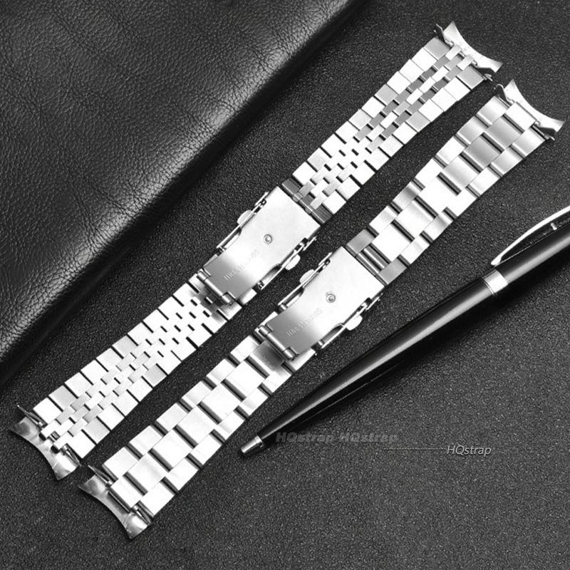 Нержавеющая сталь Браслет для часов Seiko Изогнутый Прямой Конец Браслет для Jubilee 18мм 20мм 22мм Быстросъемный ремешок Замена ремешка
