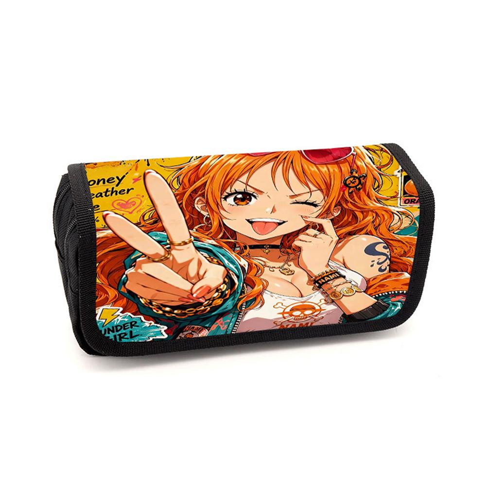Пенал-раскладушка Аниме One Piece Большая вместимость Многослойный Прочный Унисекс Хранение Канцелярских Принадлежностей Для Детей Мальчиков И Девочек Возраста 6-10 Лет