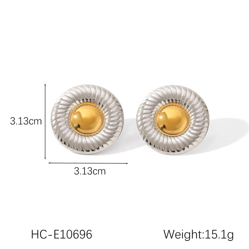 Женские серьги из нержавеющей стали с блочной расцветкой в золотом и серебряном цветах, гладкая геометрическая текстура, солнечная пентаграмма, европейский и американский дизайн, ювелирный подарок