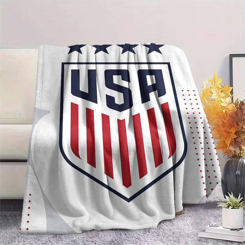 USA football Printed Flannel Blanket, soft throw for bedroom sofa, washable,soccer fan merchandise, great gift.