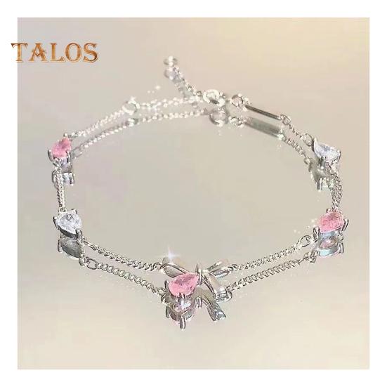 Женский браслет с блестящими кубическими цирконами в форме цветка, регулируемая длина, милый браслет, универсальный модный аксессуар