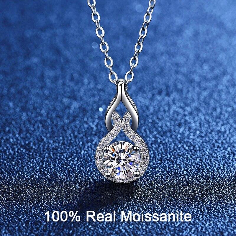 Женское ожерелье из стерлингового серебра 925 пробы 1,0 CT VVS1 с муассанитом и бриллиантом в форме полой тыквы, ожерелье с кулоном GRA, сертифицированные ювелирные изделия с муассанитом