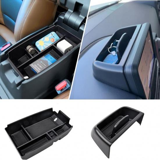 Carwiner 2 PCS Center Console Organizer Compatible with Ford Bronco Sport Accessories 2021-2024, Armrest Storage Box & Dash Organizer Tray Holder