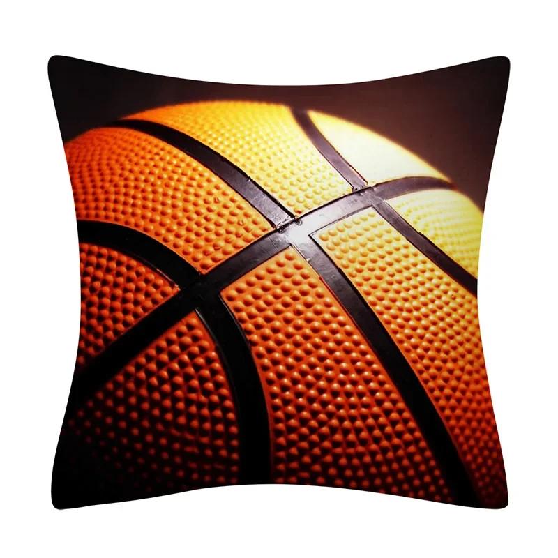 Football Basketball Rugby Double-Sided Printed Pillow Cover Short Plush Suitable Living Rooms Bedrooms Sofas Throw Cushion Cover