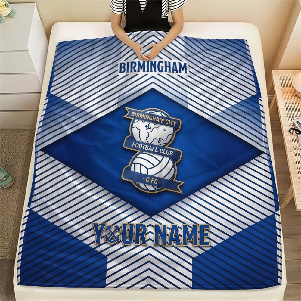 Custom Name Birmingham City Flannel Blanket, High quality Comfortable for All Seasons, Home Decor, Warmth and Comfort