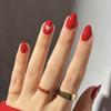 24 Pieces Simple Red Valentine's Day Wear Nail Short Manicure Prees On Nails Fake Nails