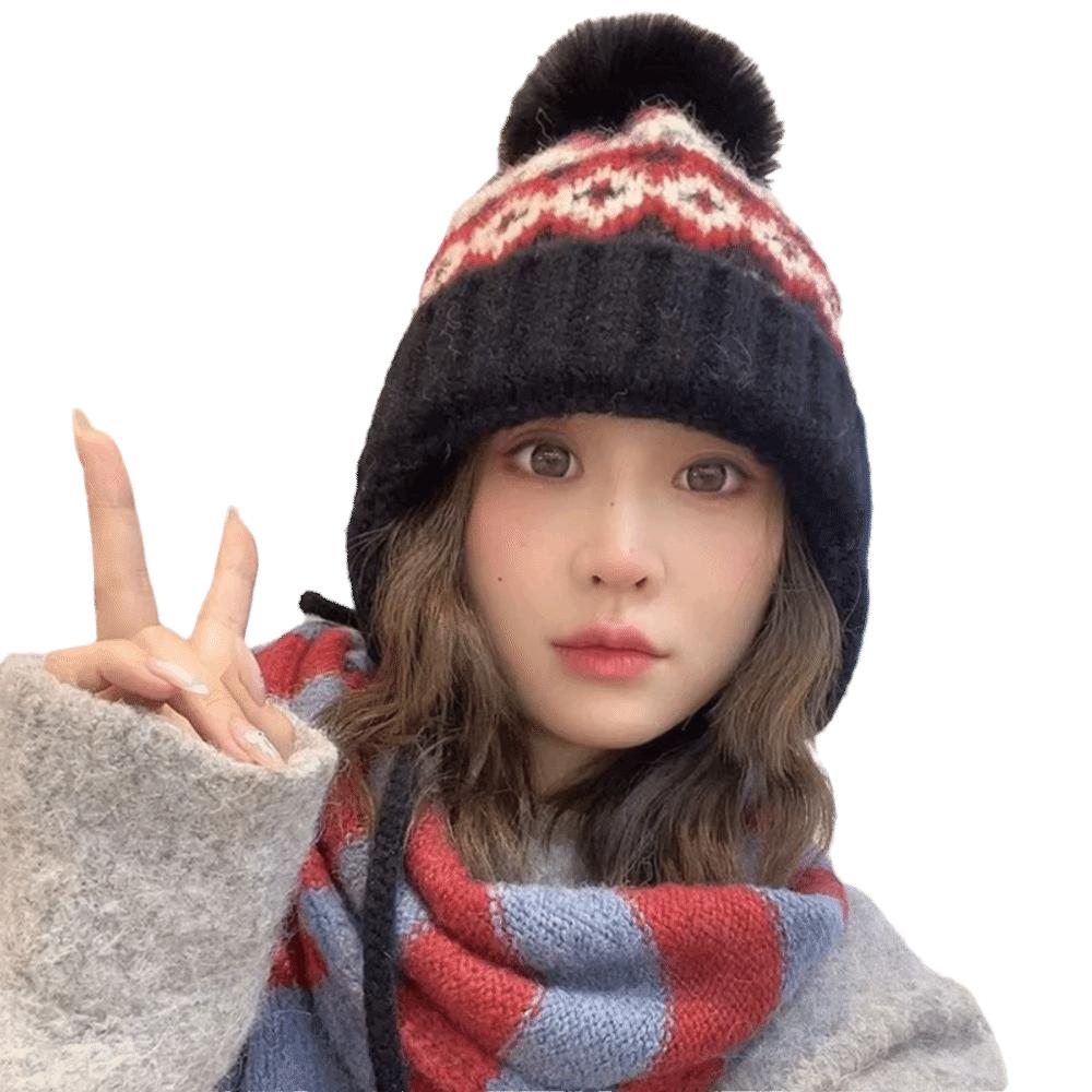 Защита ушей Вязаная шапка Теплые шапки-бини Модная шапка-ушанка для женщин