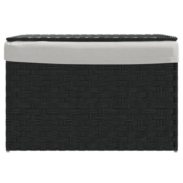 VidaXL Panier à linge avec couvercle noir 55,5x35x34 cm résine tressée 372052