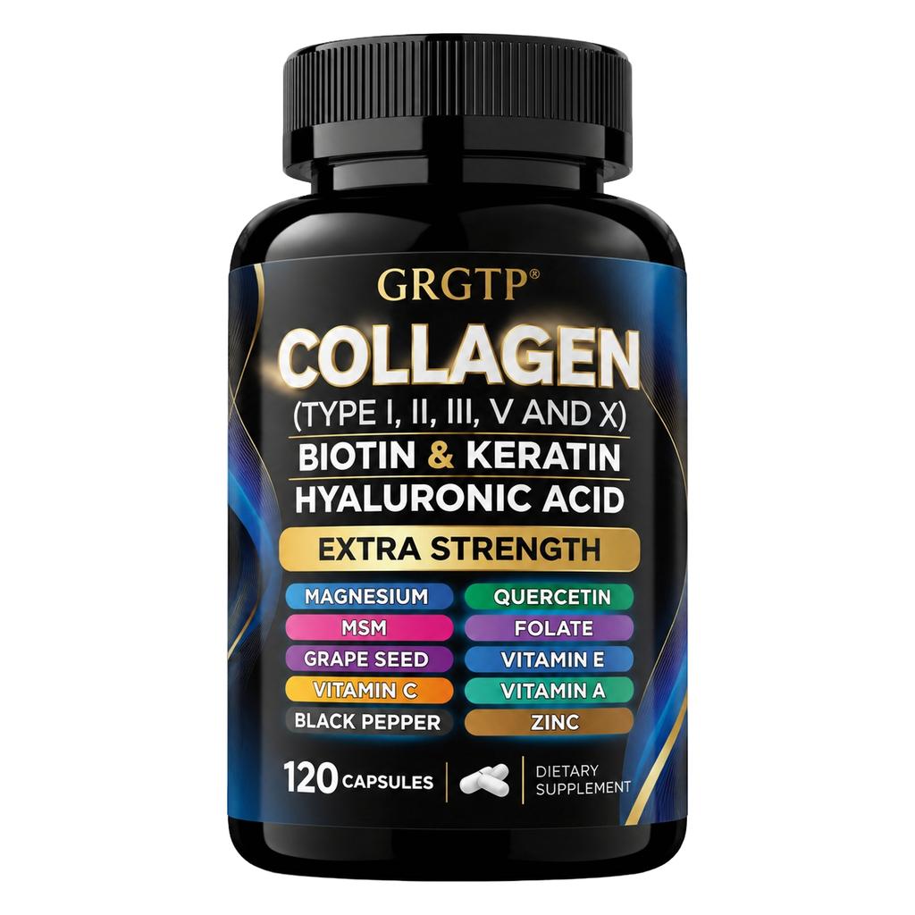 Multinutrient capsules, biotin, keratin, hyaluronic acid, folic acid, magnesium and zinc minerals, dietary supplements