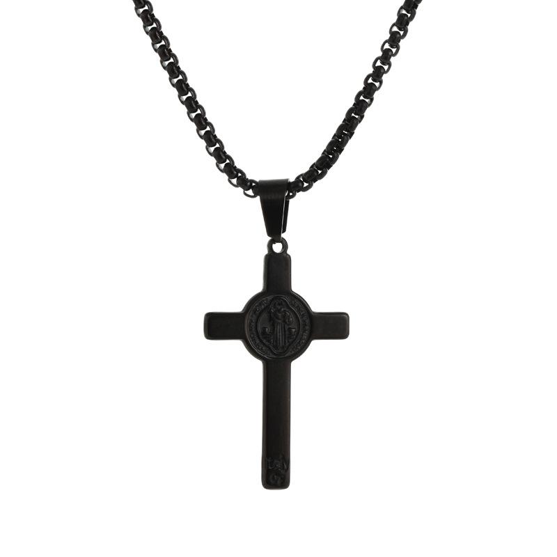 New Exorcist Saint Benedict Amulet Cross Necklace Titanium Steel Pendant