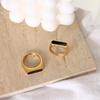 European & American Minimalist Geometric Epoxy Resin Ring - Women's 18k Gold Titanium Steel Jewelry