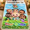 Flannel BlanketCocomelon Custom Name Text Personalized Soft Warm Throw Blanket Home Decor Gift
