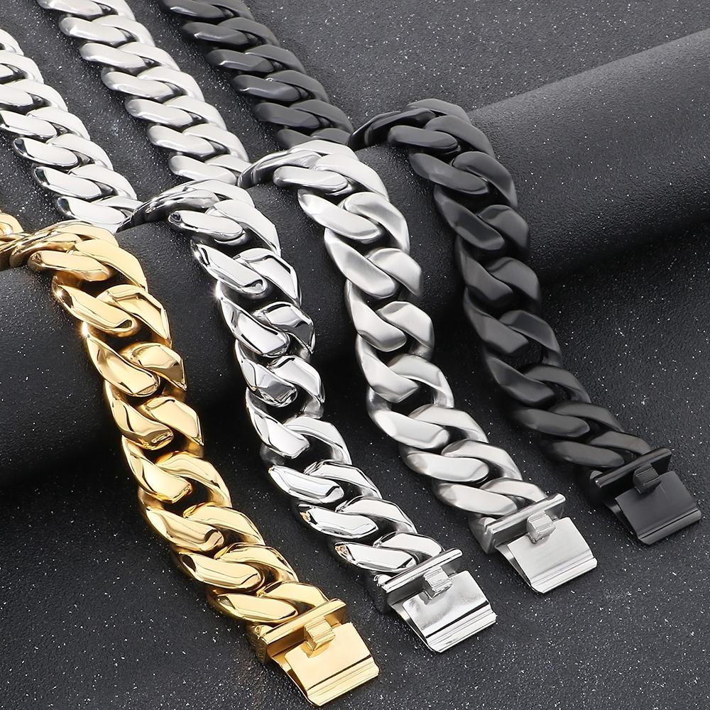 Мужское ожерелье из кубинской цепи длиной 60 см и шириной 24 мм из матовой цельной нержавеющей стали с панцирным плетением для мужчин, ювелирные изделия на шею