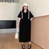 MODIQUE, летняя новая классическая рубашка больших размеров, женская свободная хлопковая льняная однотонная уличная одежда, повседневное женское платье-поло с коротким рукавом, черное