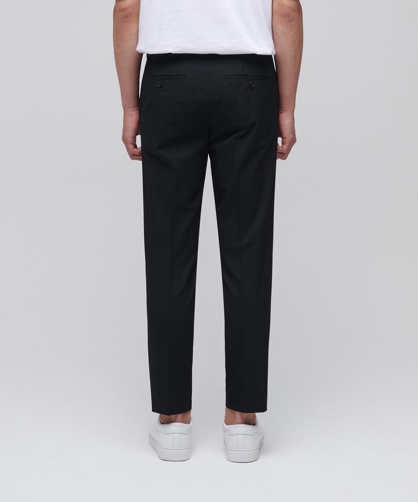 MUSINSA STANDARD Skinny Hidden Elastic Waist Crop Slacks [Black]