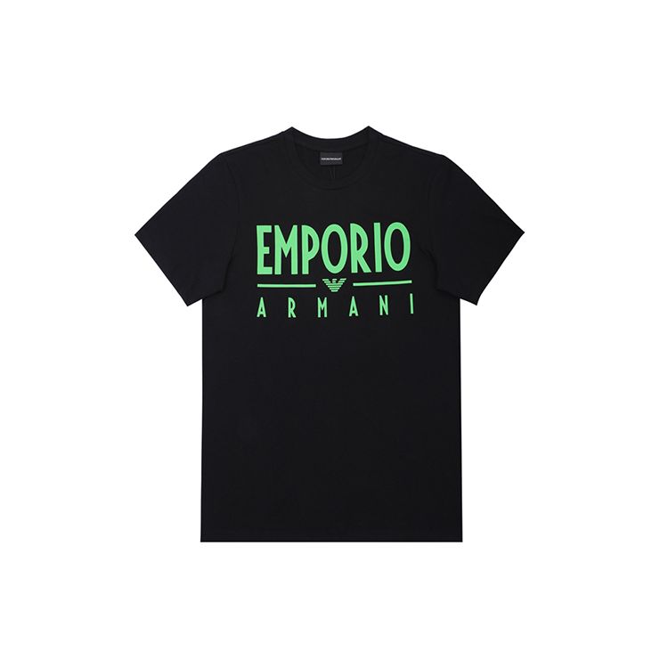 Emporio Armani Мужская футболка с коротким рукавом и большим графическим принтом логотипа Черный 3H1T90-1J0AZ-0999