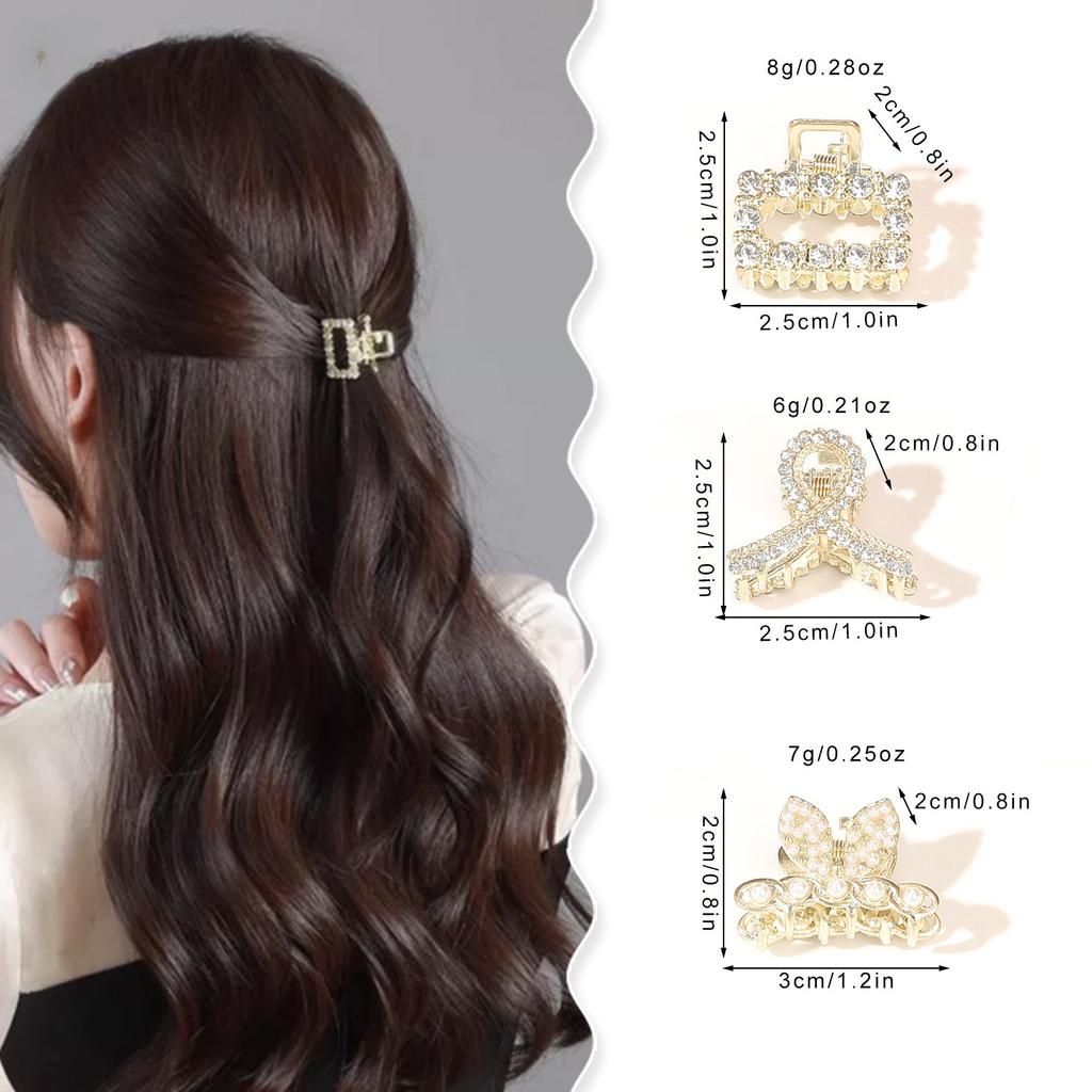 Rhinestone Pearl Mini Hair Claw Retro Diamond Flower Star Women Girls Crab Claw Clip Small Hairpins Hair Crabs Hair Accessories