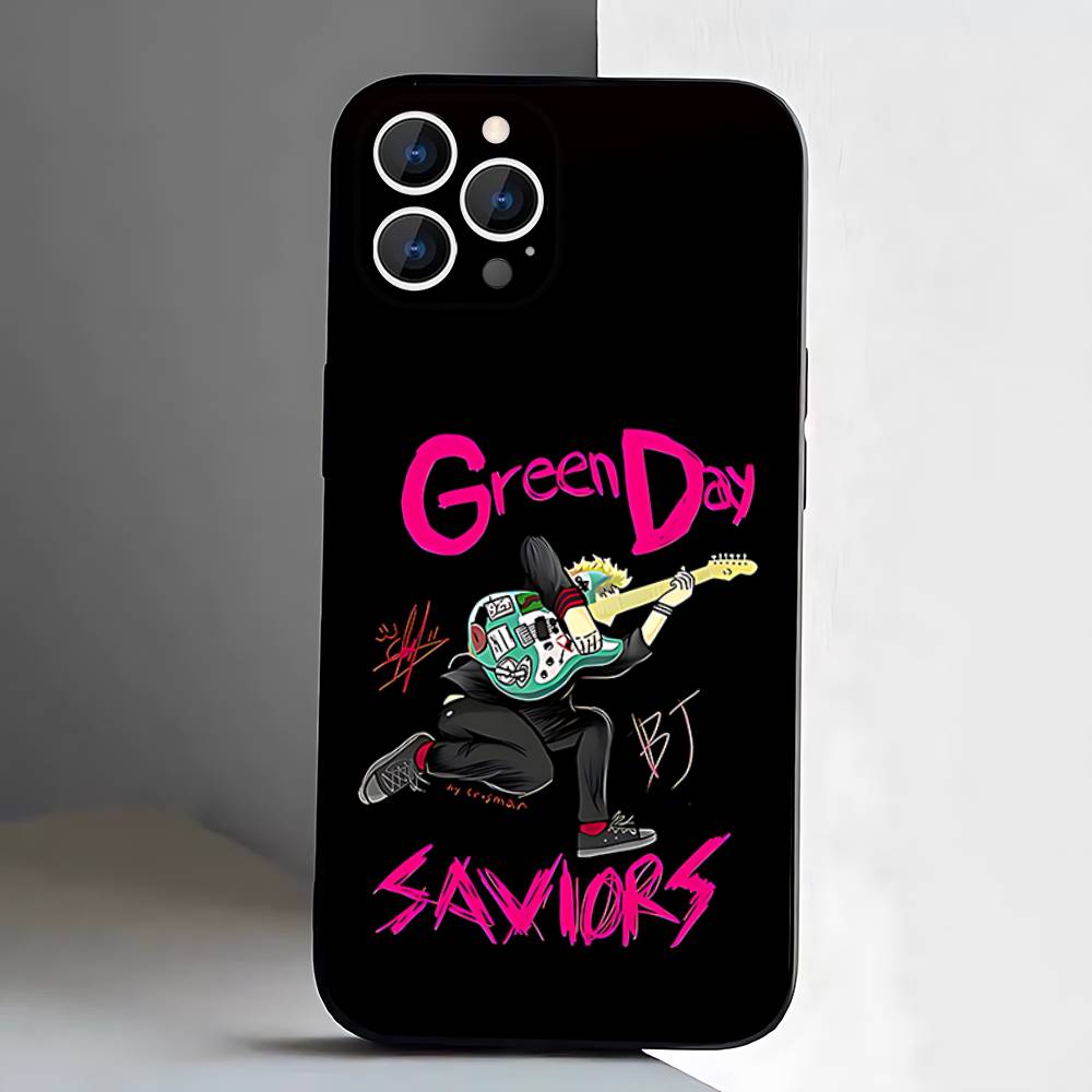 Чехол для телефона Band G-Green Rock Day для iPhone 17,16,15,14,13,12,11,Pro,XS,Max,XR,Plus,E,SE4,Mini, Черный Мягкий Чехол