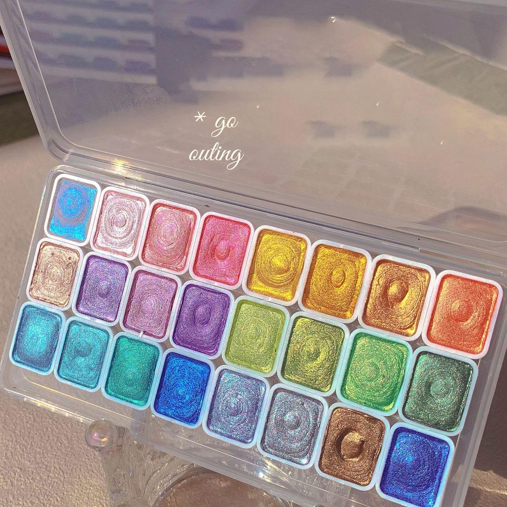 20/24/60Цвета Набор пигментов для акварельной живописи Блестящий перламутровый твердый акварельный пигмент