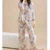 GUJIN Chinese Style Seven-Point Sleeve Pajamas for Women Spring Summer New Mulberry Silk Sleep Pants with Frog Buttons Plus Size Loungewear Set