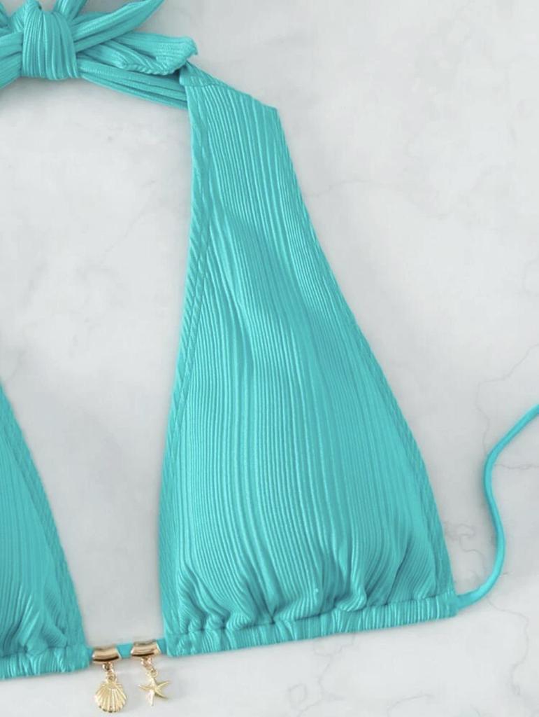 European & American Style 2024 Solid Color Halter Bikini - Hot-selling Swimsuit