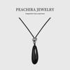 Кулон-слеза из черного агата на цепочке для свитера - Элегантные европейские и американские модные украшения.