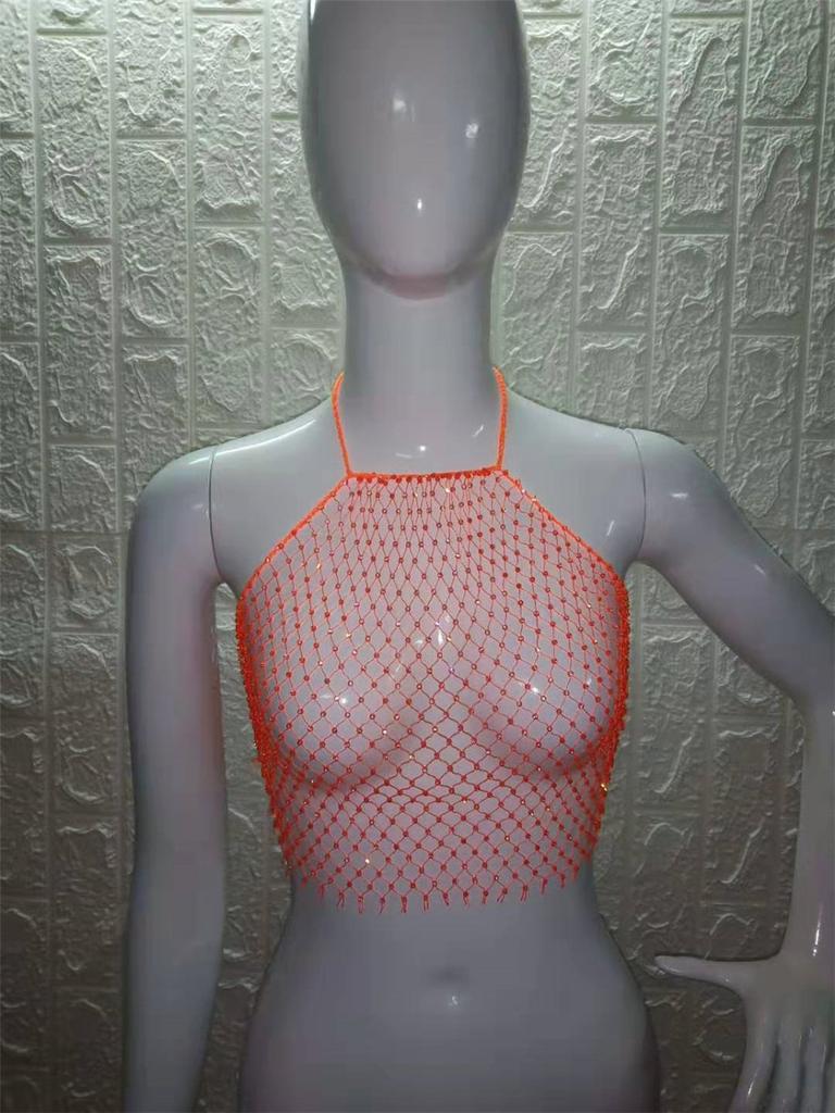 Сетка флэш алмазная блузка прыгающая прозрачная сексуальная грудь обертывание жилет для женщин