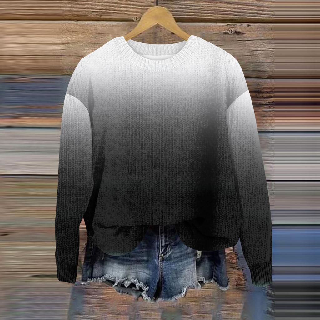 Свитшоты для женщин Вязаный свитер Милая рубашка Осенний круглый вырез Пуловер Топы